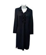 Vintage St. John Evening 80s Black Long Sleeve Ruffle V-Neck Sheath Dres... - $149.08 CAD