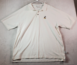 Disney Polo Shirt Men XL White 100% Cotton Short Sleeve Mickey Mouse Logo Collar - £16.34 GBP