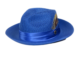 Men&#39;s Summer Spring Braid Straw Style Hat By Bruno Capelo Julian JU922 Royal - £43.95 GBP