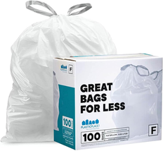 TRA155WH Code F Compatible (100 Count) ¦ White Drawstring Garbage, - £31.59 GBP