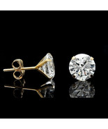 1Ct Round Cut Simulated Diamond  Light Prong Stud Earring Gold Plated 925 Silver - £2.72 GBP