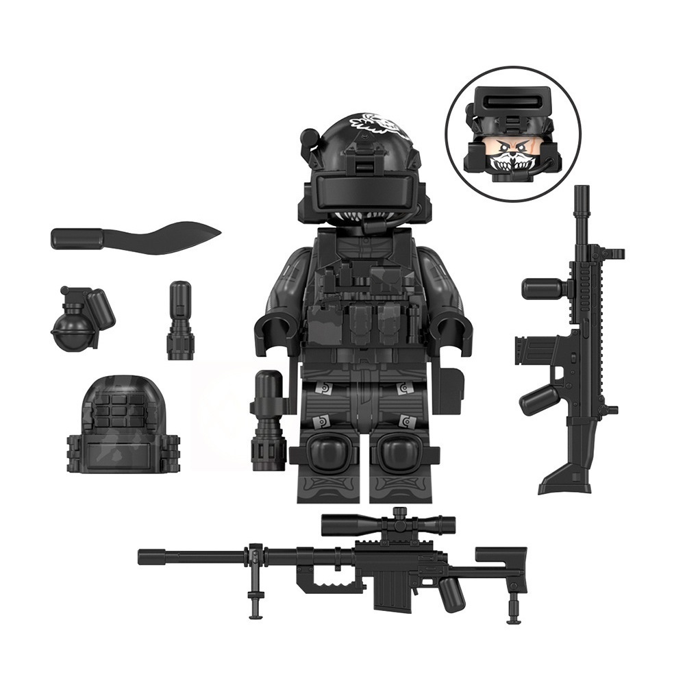 6pcs Special Forces Black Camouflage Commando Soldiers Minifigures Minifigs Toys Item image 4