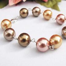 EleganceWithFlair Sterling Silver Shades of Brown 10-mm Shell Pearl wire wrapped - £13.91 GBP