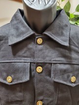 Men&#39;s Black Denim Cotton Long Sleeve Buttons Front Casual jeans Jacket S... - £25.84 GBP