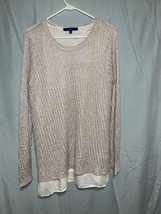 Apt 9 Tan Sweater With Inner Shirt Lining - £16.08 GBP