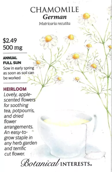 Basil Chamomile German Herb Seeds Botanical Interests 12/24 Fresh New - £7.47 GBP