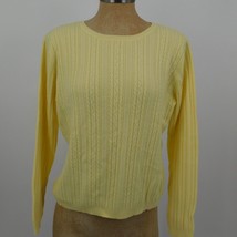 Sag Harbor Women Yellow Cable Knit Sweater Size Petite Large Lightweight FLAW - $5.95