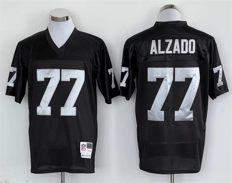 Men&#39;s Lyle Alzado #77 Stitched Jersey Black Silver - $55.89