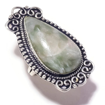 Light Green Seraphinite Gemstone 925 Silver Overlay Handmade Vintage Ring US-8 - £10.24 GBP