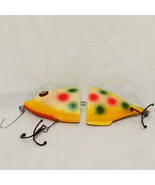 Fishing Lure Ornament Christmas 6&quot;  Polka Dot Two Sections Yellow Green Red - $17.89