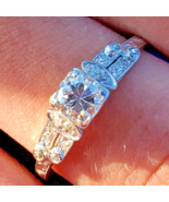 Earth mined Diamond Deco Engagement Ring RARE Antique Solid Platinum Sol... - $5,030.25