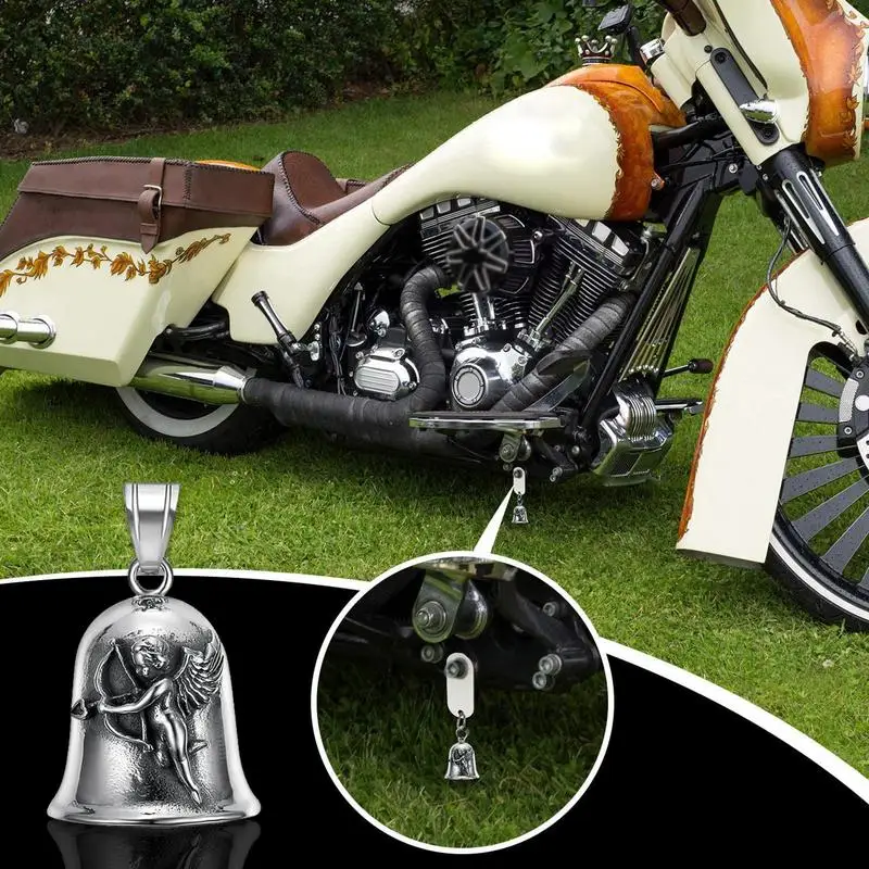 Newest Punk Style Motorcycle Bell Engine Cool Biker Guard Bell Pendant Stainless - £9.76 GBP+