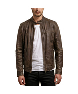Vintage Brown Biker Style Genuine Leather Jacket - $386.35 CAD