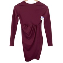 Go Couture burgundy red long sleeve v-back wrap skirt crepe dress small ... - £23.97 GBP