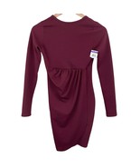 Go Couture burgundy red long sleeve v-back wrap skirt crepe dress small ... - $29.99