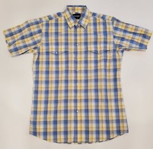 Wrangler Button Up Shirt Men&#39;s Large Pearl Snap Western Rodeo Cowboy Blu... - £15.41 GBP