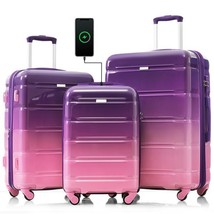 Luggage Set Of 3, 20-inch With USB Port, Airline Certified Carry-on Lugg... - €222,53 EUR