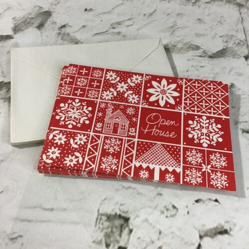 Vintage Hallmark Open House Christmas Party Invitations Red Lot Of 8 W/Envelopes - $14.84
