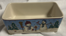 Toby Pieri Snowman Holiday Ceramic Loaf Pan  6.25”x3.75” - £10.06 GBP
