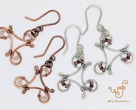 Handmade copper or stainless steel earrings: infinity triangle with seed... - $33.00