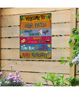 Metal Tin Sign, 16&#39;&#39;x12&#39;&#39; Welcome To Our Patio Outdoor Always 5 O&#39;Clock ... - $456.72 MXN