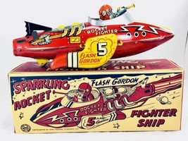 Vintage MARX TIN WINDUP FLASH GORDON ROCKET FIGHTER with Box - $612.49