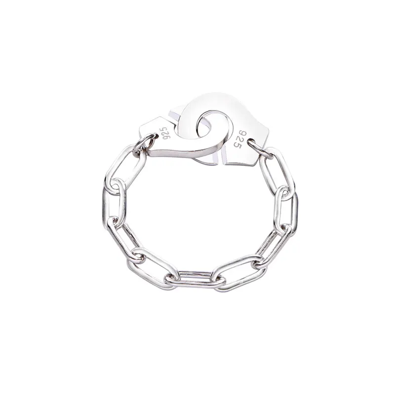 Moonmory 925 Sterling Silver Handcuff Ring White Paper Clip Chain Menott... - £20.91 GBP