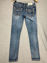Miss Me Womens Jeans Skinny Sz 28 Edgy low rise Y2K Embroidered Flap Pocket - £30.53 GBP