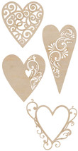 Flourishes Dies Cut Wood Pieces Fancy Hearts - £15.68 GBP