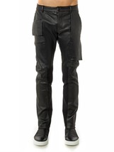 Cargo Pants Black Leather Pants Men Soft Lambskin Sexy 501 Style Trouser - £119.74 GBP