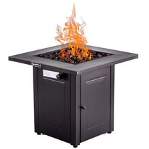 28in Propane Fire Pits Table, 50000 BTU Gas Square Outdoor Dinning Firepit - £201.94 GBP