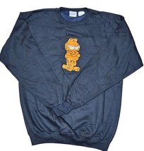 Garfield Embroidered Black Crew Neck Sweatshirt, Adult Large - Made in USA - £37.67 GBP