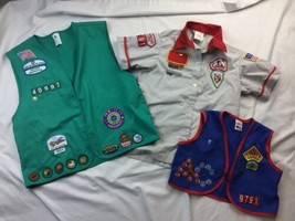 GIRL SCOUT &amp; AWANA  LOT 3 VESTS With PATCHES Used - £15.77 GBP