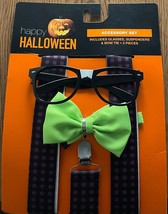Halloween Adult Nerd Costume Set: Glasses, Suspenders, Bow Tie - £7.91 GBP