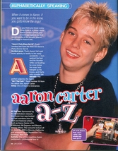 Aaron Carter - singer - 11" x 8" Teen Magazine Pinup Mini Poster Clippin... - $4.94