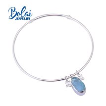 bolaijewelry,Handmade natural aquamarine bracelet, simple niche design 925 sterl - £70.97 GBP