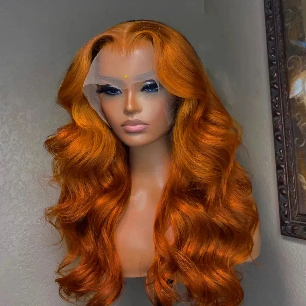 13x4 Ginger Orange Body Wave Human Hair Lace Frontal Wig 13x6 HD Transpare - £80.31 GBP+