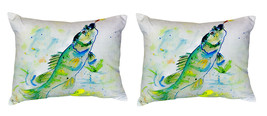 Pair of Betsy Drake Yellow Perch No Cord Pillows 16 Inch X 20 Inch - £63.15 GBP