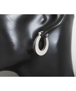 3D Horseshoe Hoop Earrings, 925 Sterling Silver, Flat Horseshoe Earrings... - $110.00