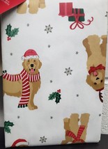 Peva Tablecloth,52&quot;x52&quot; Square (4 People) Winter,Christmas Dogs In Santa Hats,Ww - £11.62 GBP