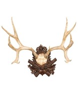 Plaque MOUNTAIN Lodge Mule Deer Antler Ivory Chocolate Brown Resin Hand-... - £494.61 GBP