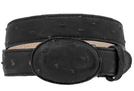 Kids Black Ostrich Western Belt Dress Pattern Leather Unisex Round Buckl... - €17,52 EUR