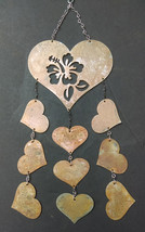 Hearts and Flower Windchimes Wind Chimes Windcatcher Spinner Rustic Garden - $32.00