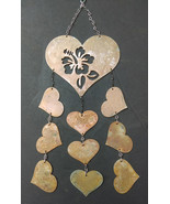 Hearts and Flower Windchimes Wind Chimes Windcatcher Spinner Rustic Garden - £25.07 GBP