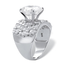 PalmBeach Jewelry 8.99 TCW Round CZ Platinum-plated Silver Wide Multi-Row Ring - £50.21 GBP