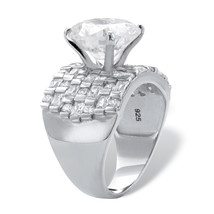 PalmBeach Jewelry 8.99 TCW Round CZ Platinum-plated Silver Wide Multi-Row Ring - $62.82