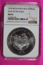 1979 MS 67 Year Of The Child Costa Rica 1 OZ Silver 100C NGC Certified Slab 1103 - £117.20 GBP