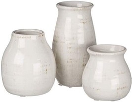 Distressed White Sullivans Ceramic Vase Set- 3 Petite Vases, Modern, Entryway. - £24.72 GBP