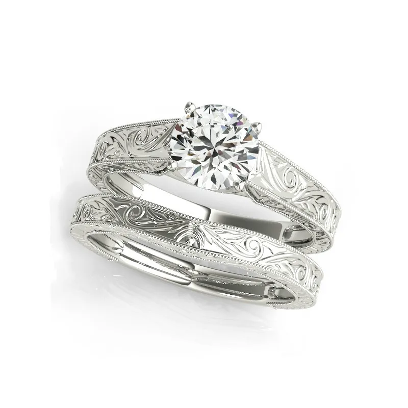1.2 Carat Moissanite Diamond 925 Sterling Silver Wedding Ring Sets Engagement Ba - £59.46 GBP
