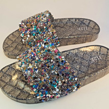 H2K CANDY Multi Color Glitter Beads Fashion Slides Flip Flops Sandals Bl... - $29.00